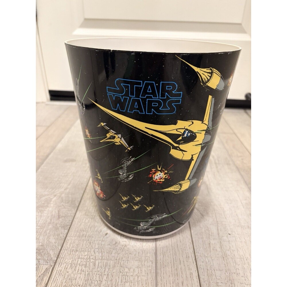 Vintage 80’s 90’s Star Wars Trash Can Waste Basket Bin X-Wing Tie Fighter